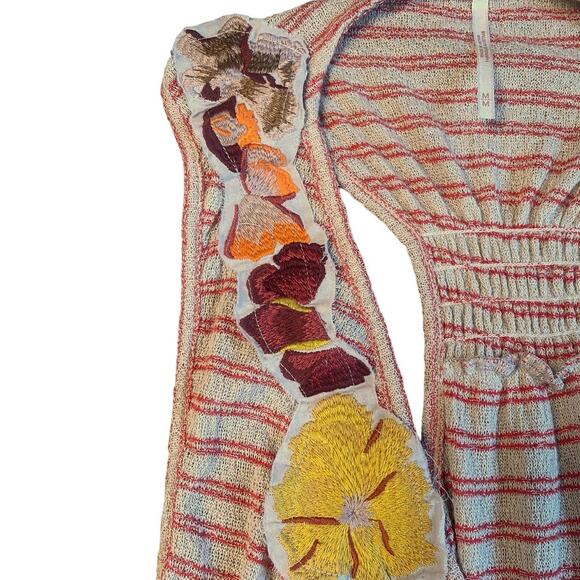 Free People Frida Neutral Embroidered Floral Faux Wrap Tank Medium - Picture 5 of 8